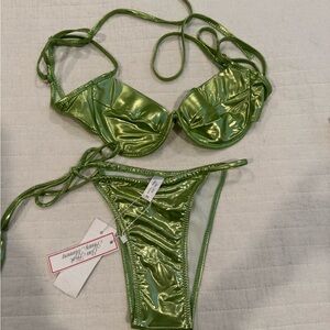Heavy Manners Shiny Green Bikini Set. New with tags. Size XS